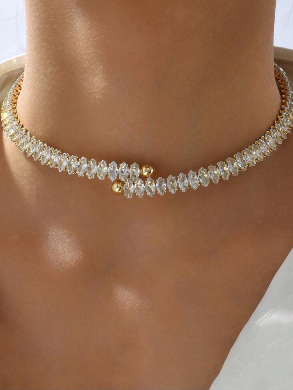 Monaco Marquise Crystal Tennis Choker Necklace